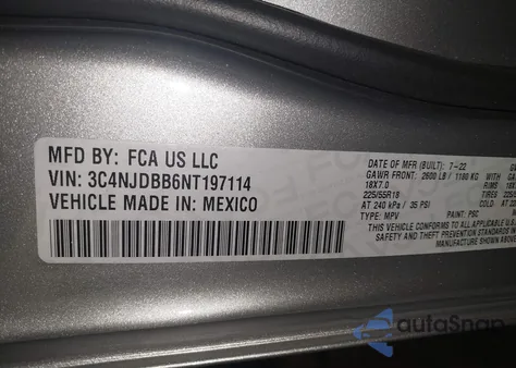 2022 Jeep Compass Altitude 4X4 из США, поврежденный, VIN 3C4NJDBB6NT197114